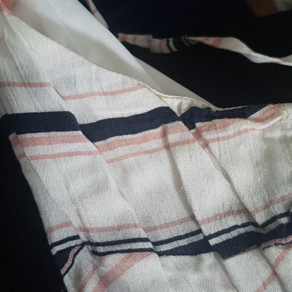 Guess Los Angeles Striped Tie Style Front Dress White/Navy/Pink Size XL - Picture 13 of 14